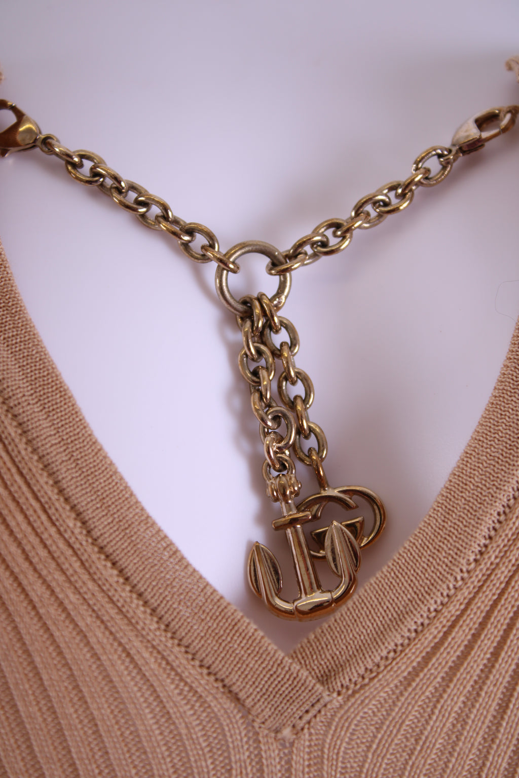 Gucci L/S Chain Neck Jumper Beige L