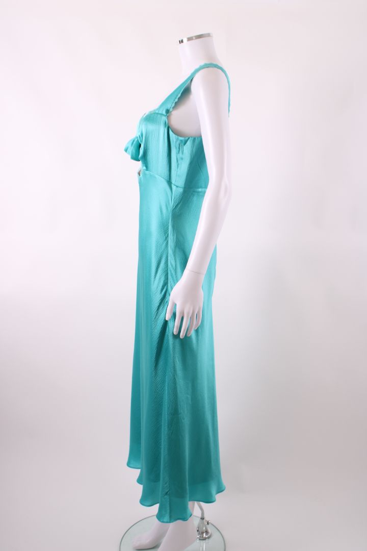 Saloni S/S Lace Trim Bow Dress Turquiose 14