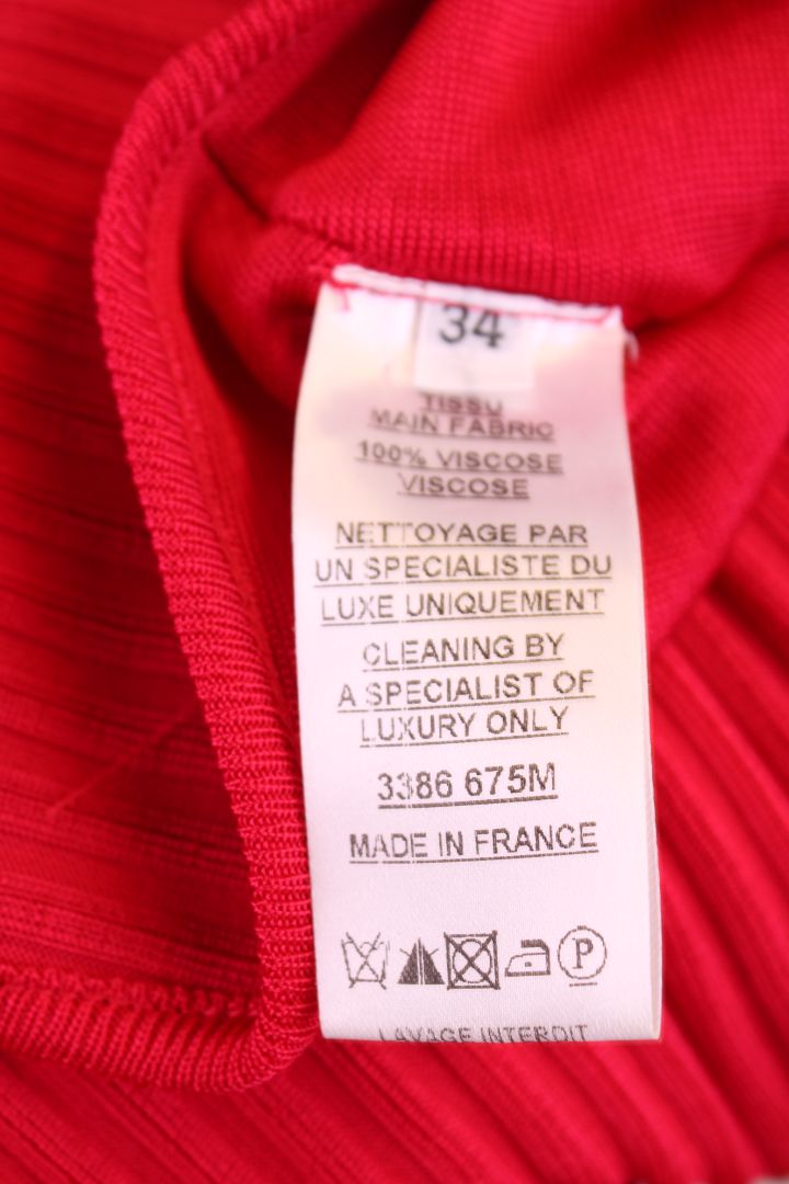 Balmain Rib Knit Button Dress Red 6