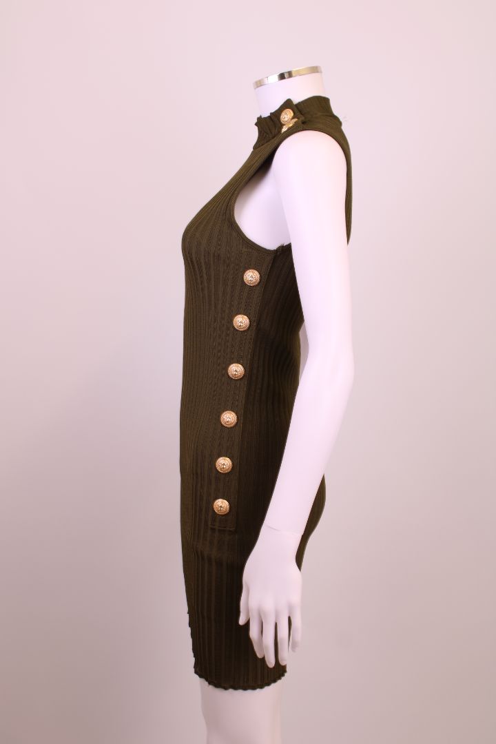 Balmian S/S Knit Button Dress Khaki 6