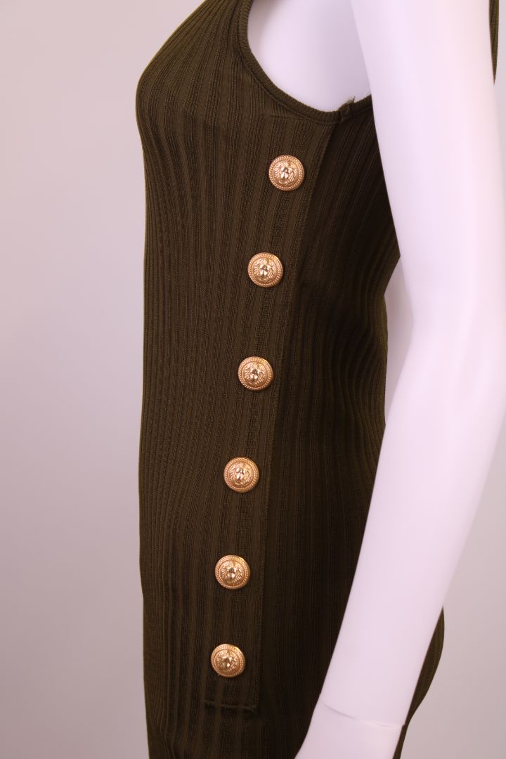 Balmian S/S Knit Button Dress Khaki 6