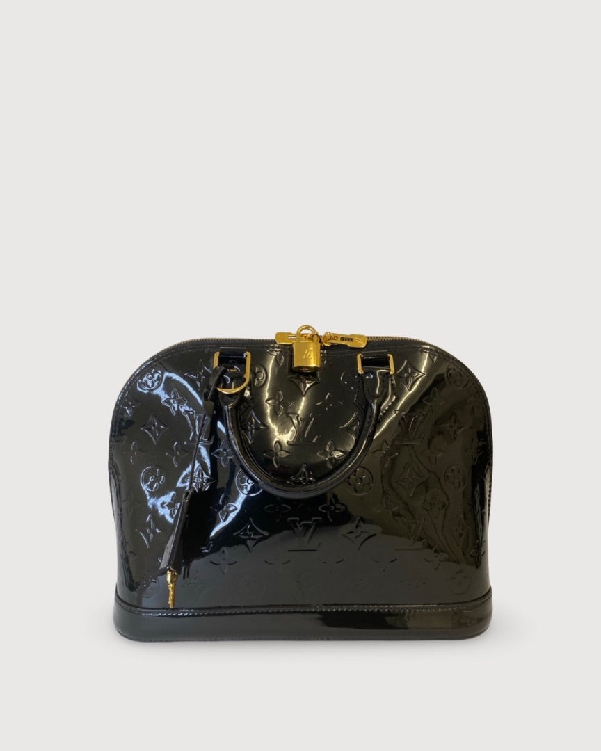 Black Patent Louis Vuitton Handbag, Alma PM