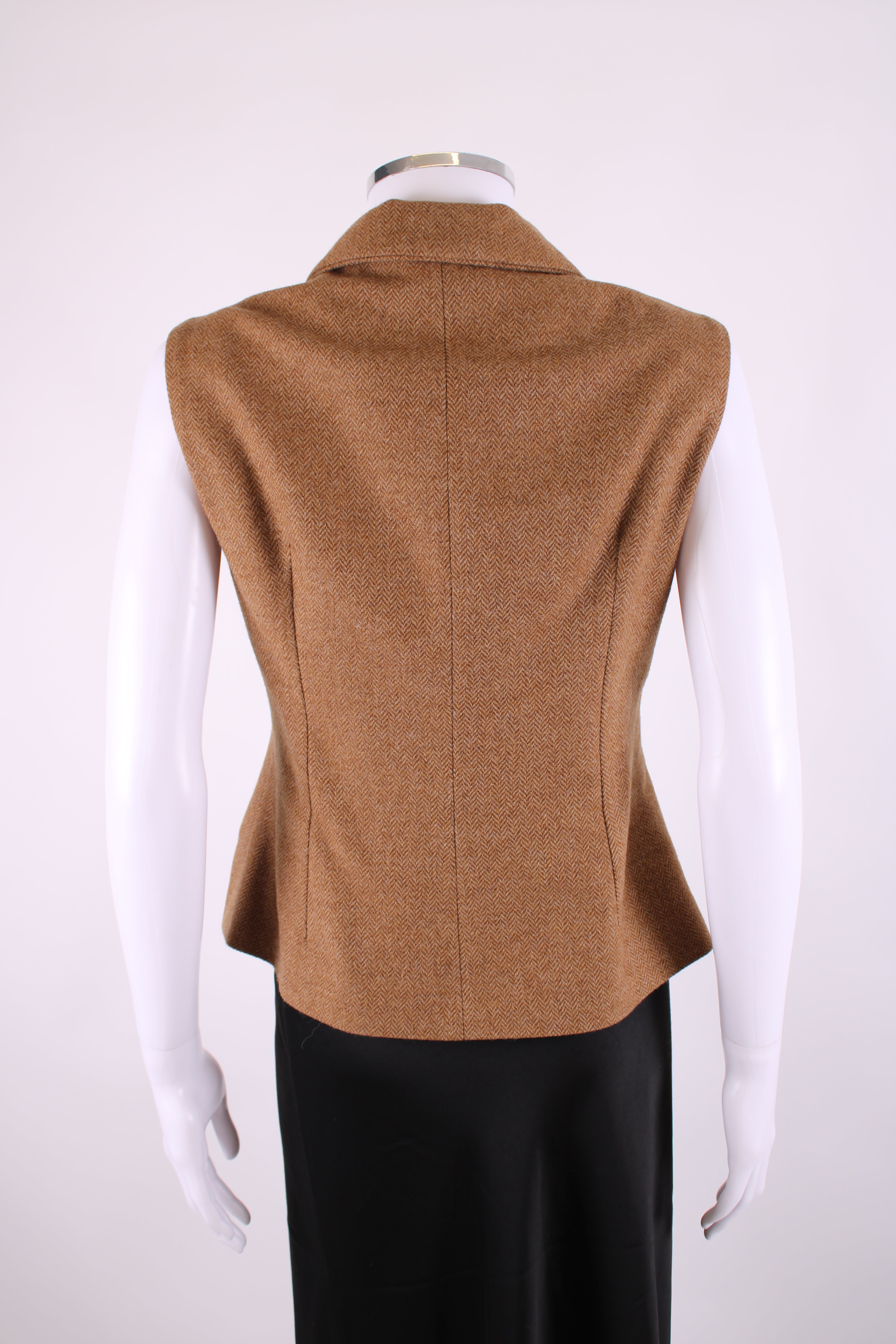 Katherine Hooker Tweed Waist Coat 10 Tan