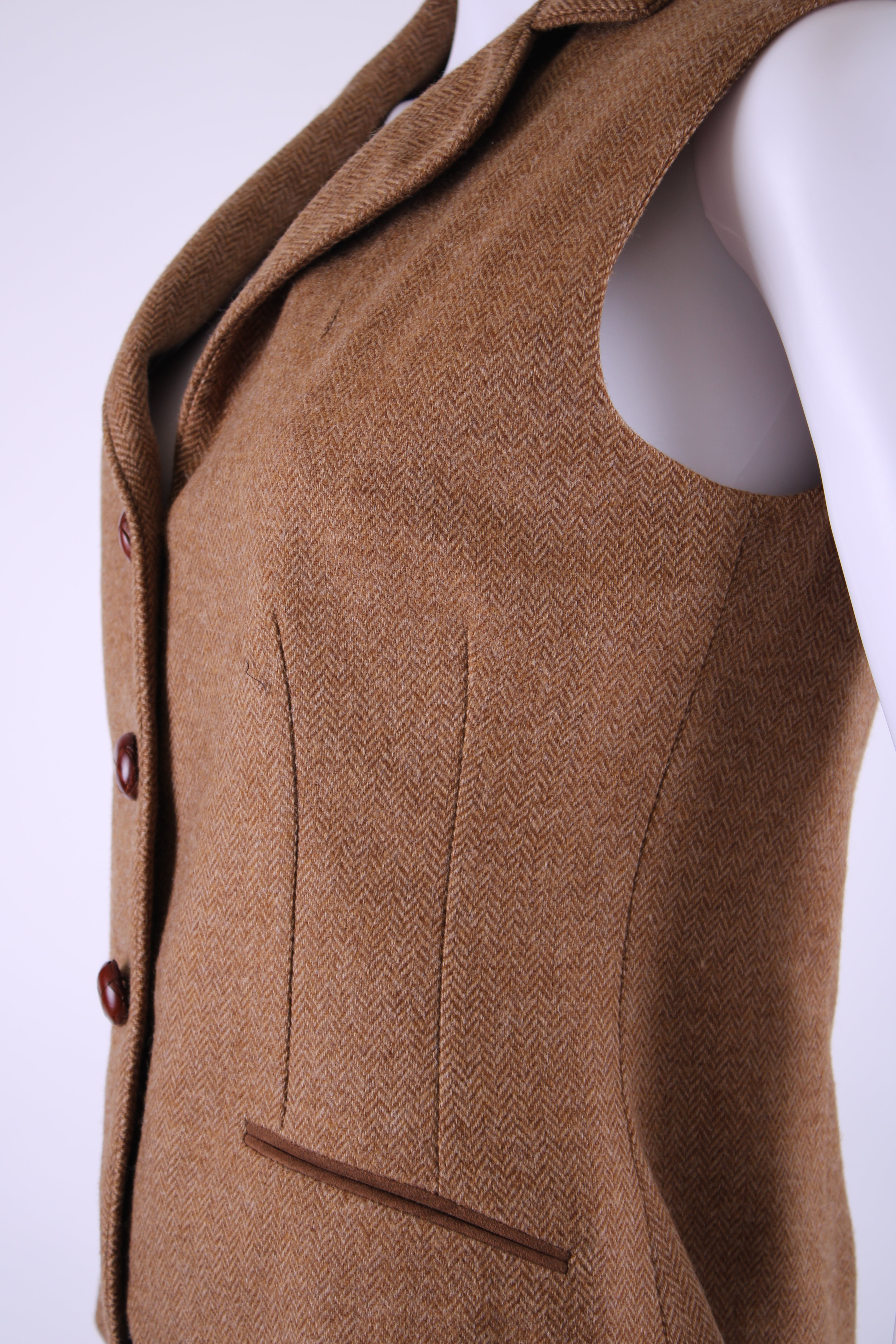 Katherine Hooker Tweed Waist Coat 10 Tan