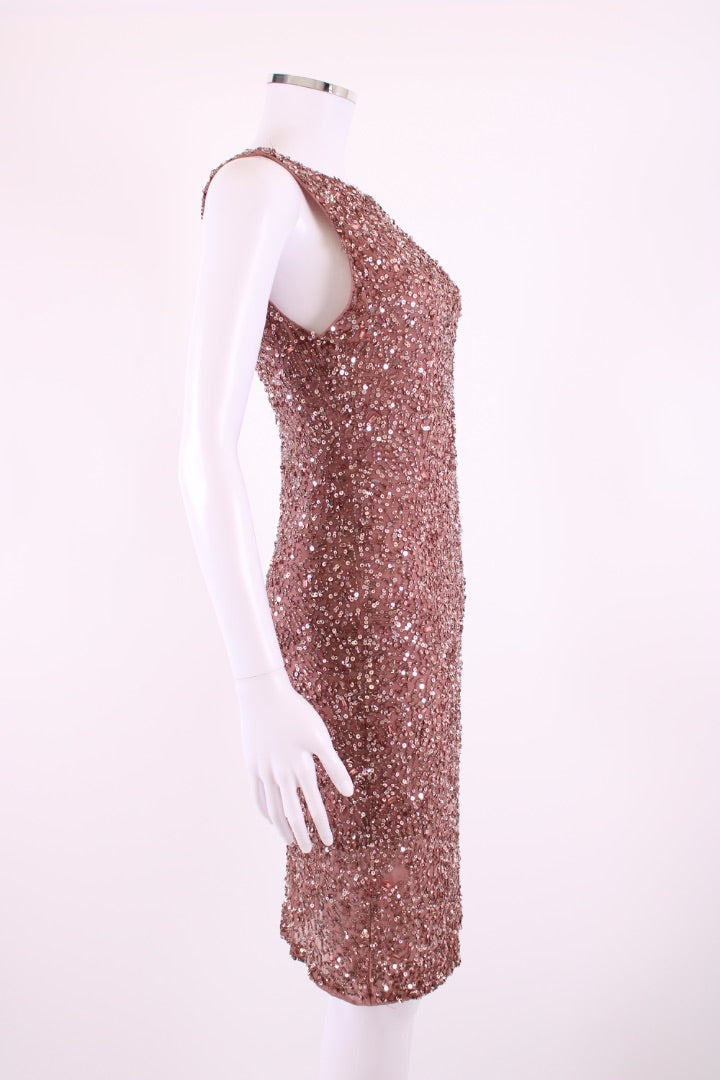 Alice & Olivia S/S Sequin Dress Rose Gold 4 – Elite Preloved
