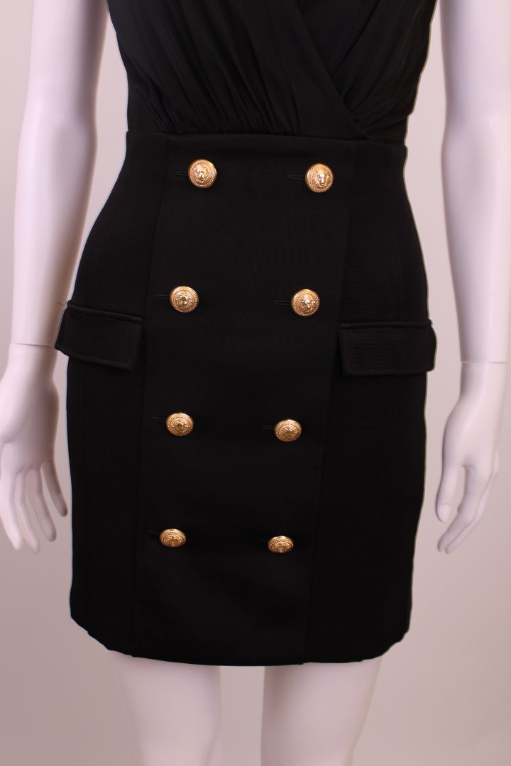 Balmain S/S Button Dress Black 6