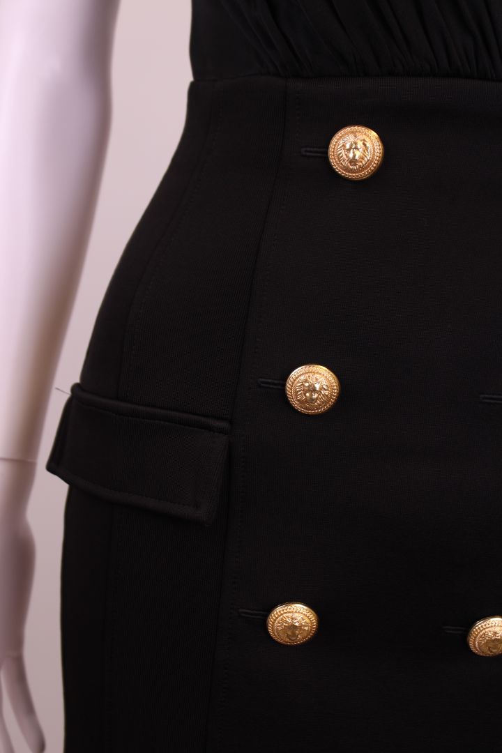 Balmain S/S Button Dress Black 6