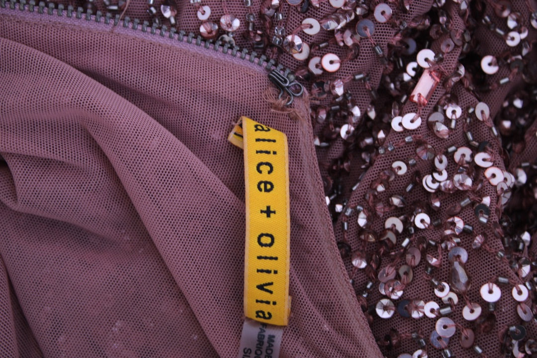 Alice & Olivia S/S Sequin Dress Rose Gold 4