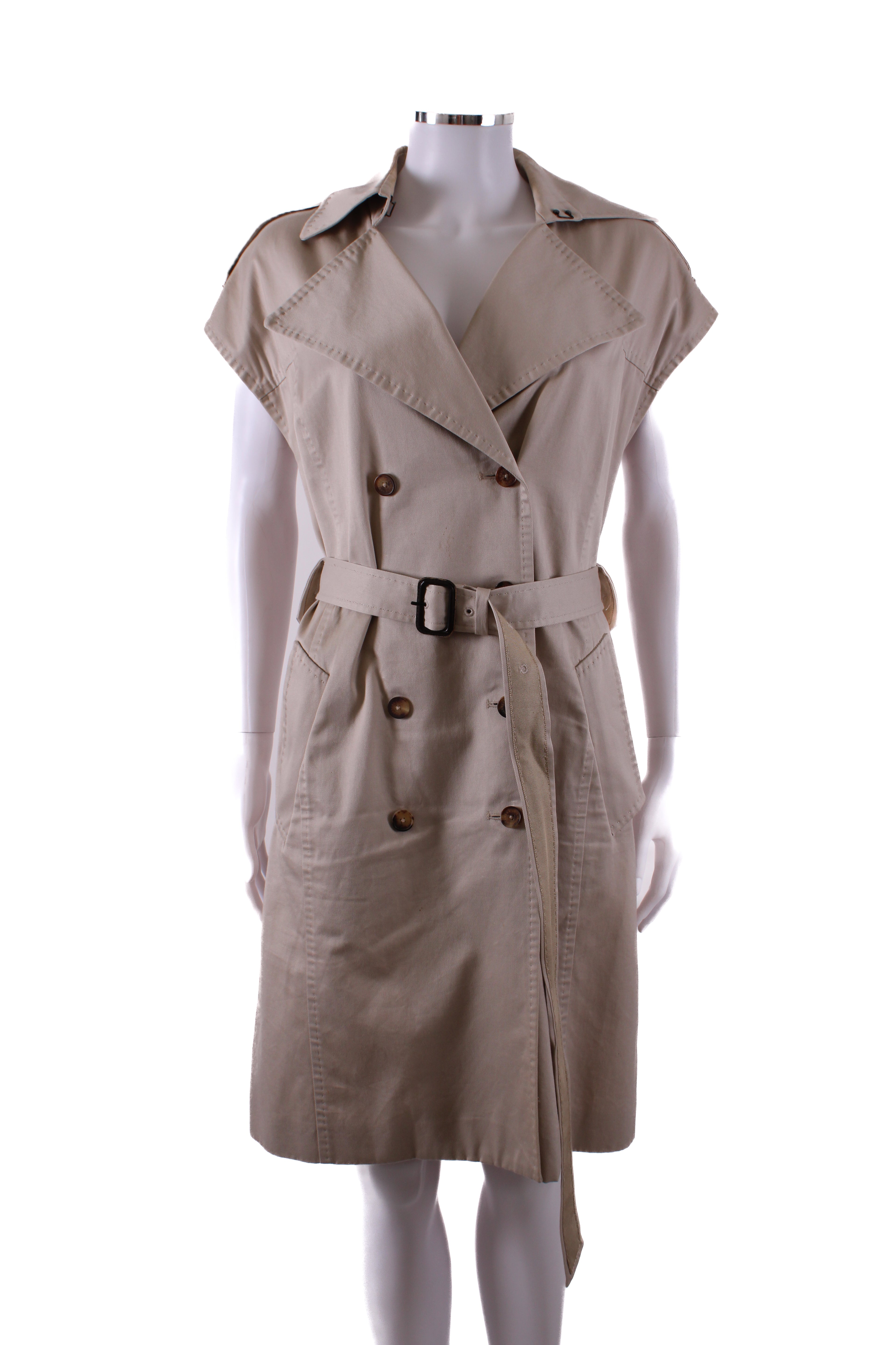Carolina Herrera Sleeveless Trench Coat Beige S