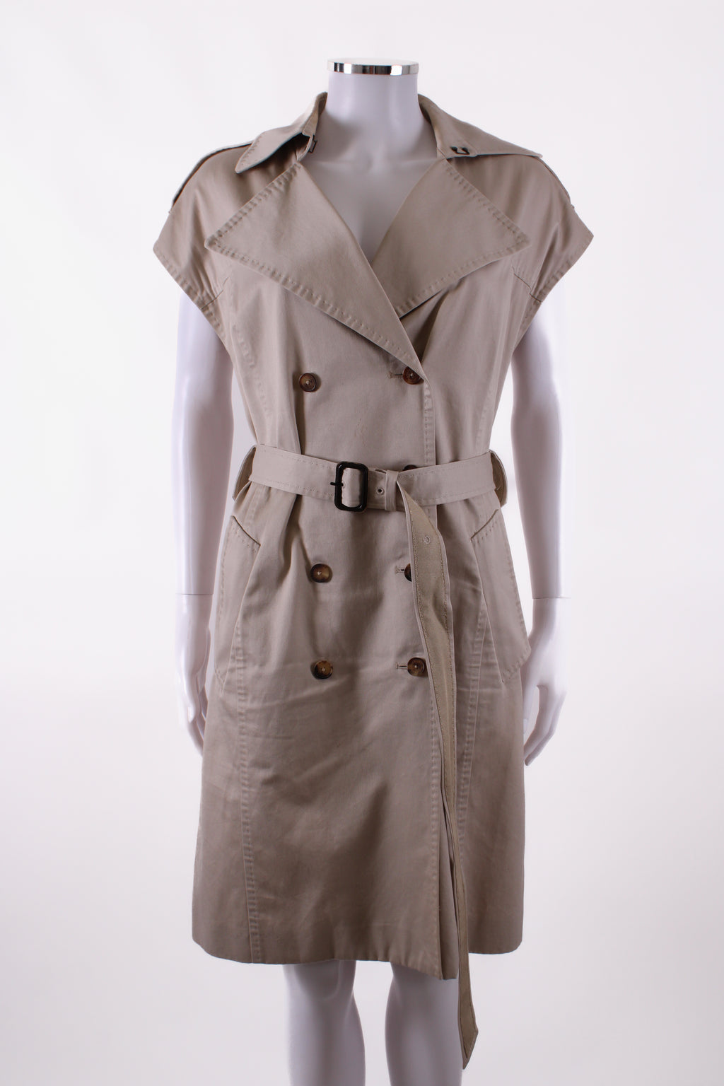 Carolina Herrera Sleeveless Trench Coat Beige S