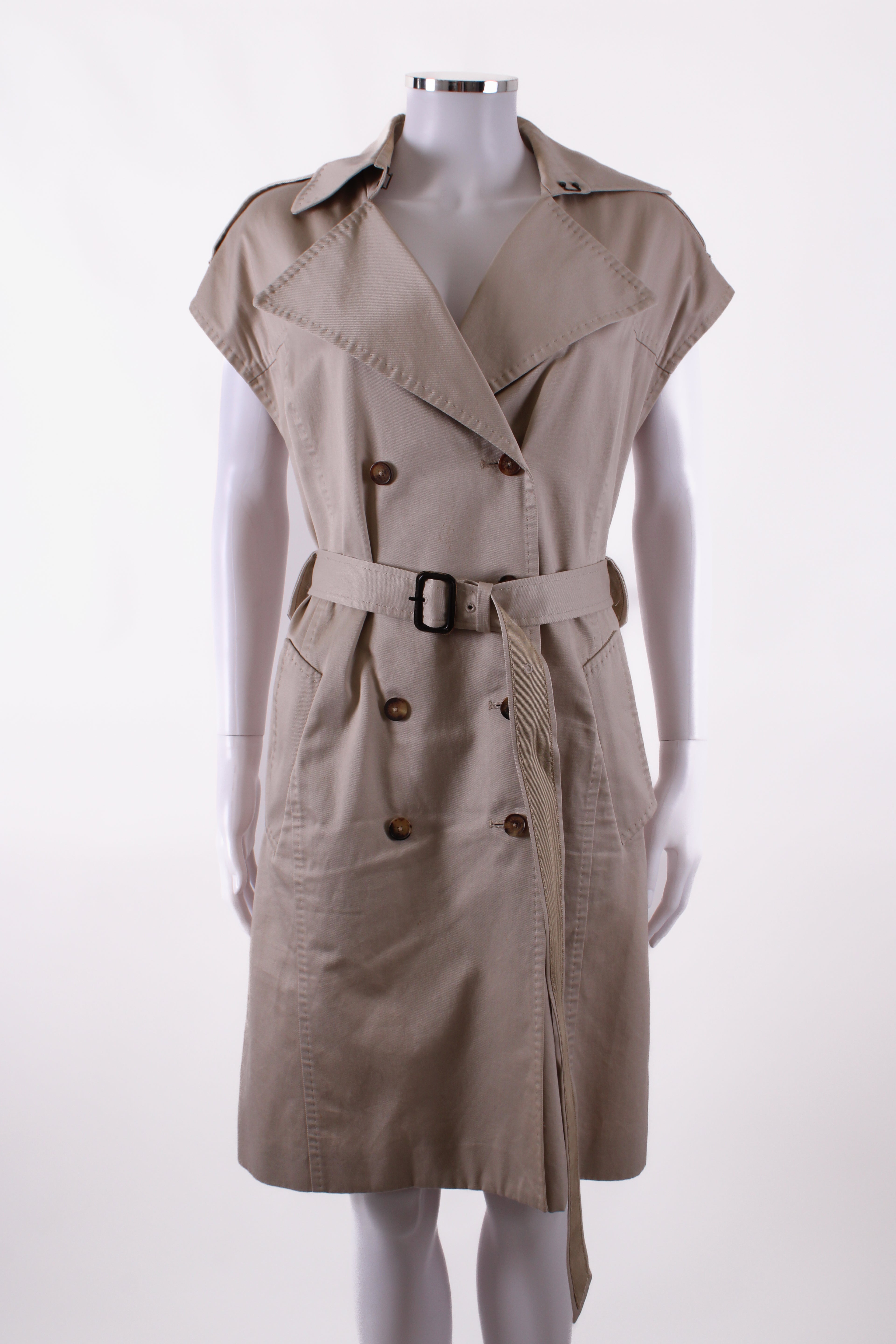 Carolina Herrera Sleeveless Trench Coat Beige S