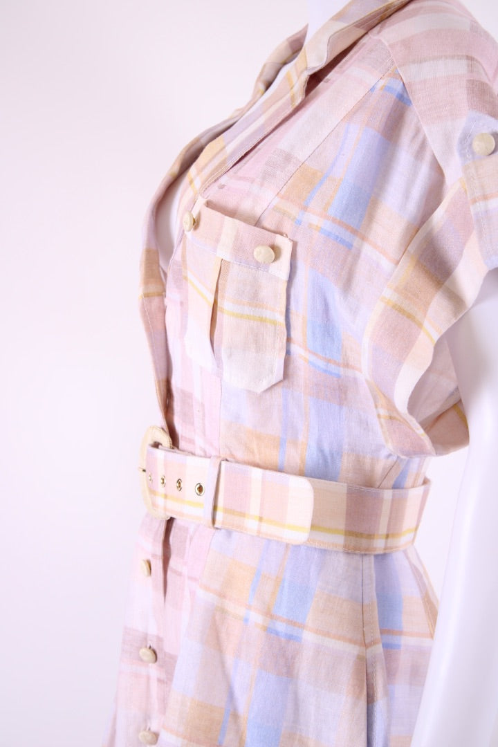 Zimmermann S/S Check Belted Dress Light Pink/ Blue S