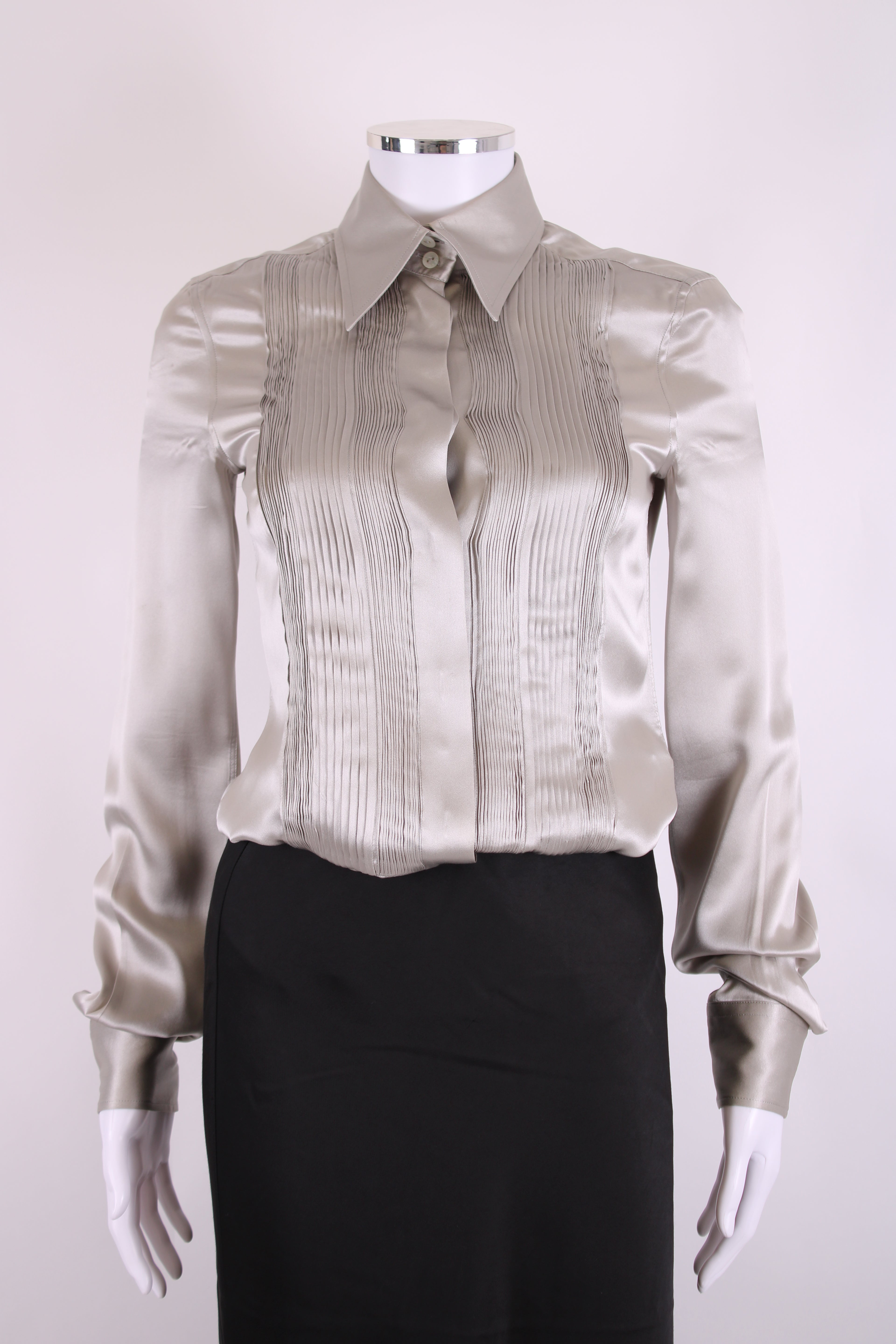 Dolce & Gabbana L/S Pleated Shirt Grey S