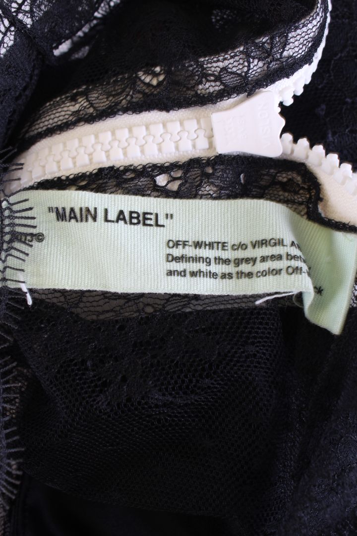 Off White L/S Sheer Lace Top Black/ White S