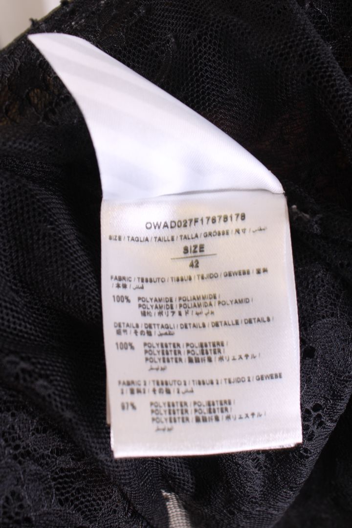 Off White L/S Sheer Lace Top Black/ White S