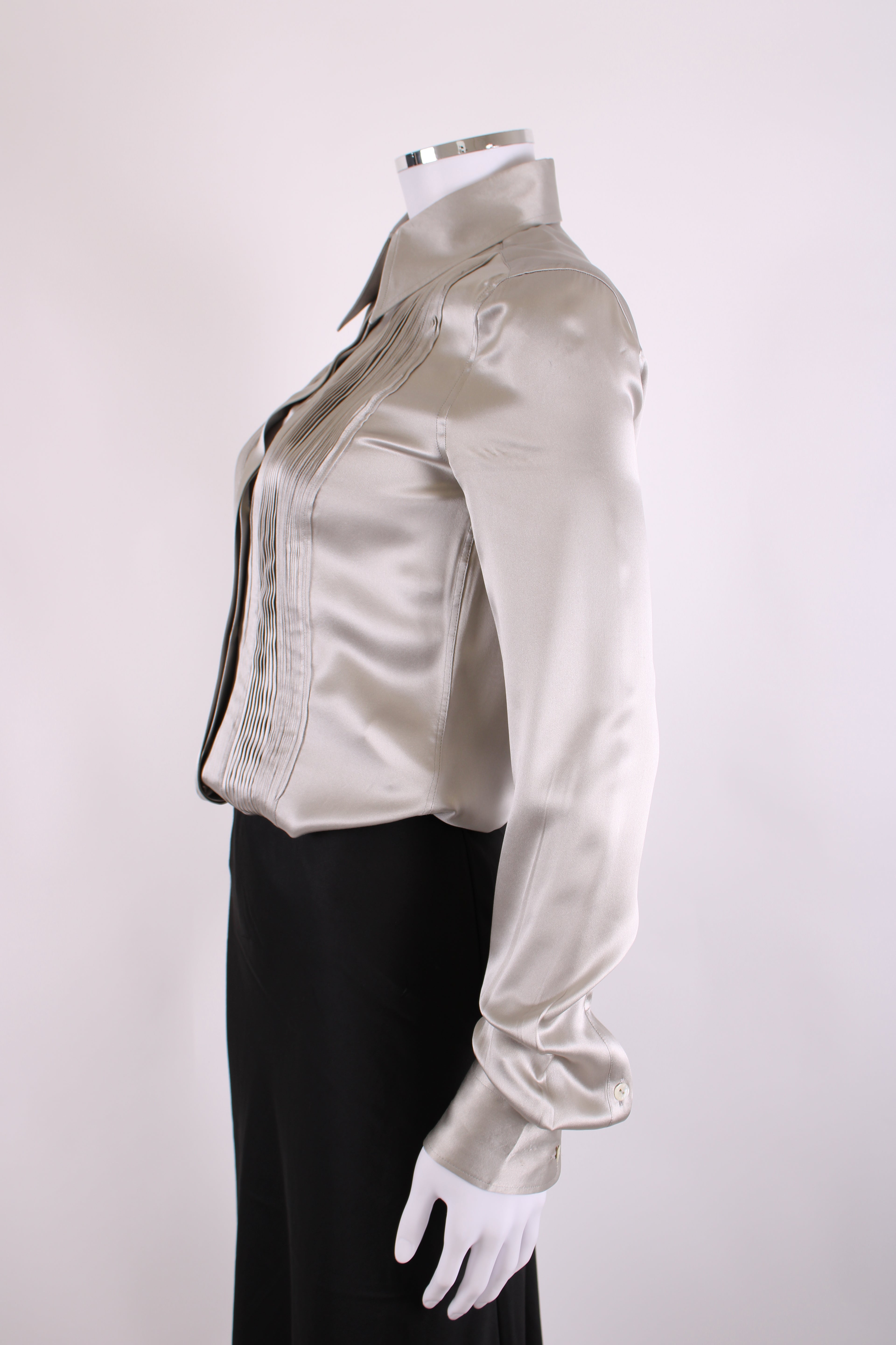 Dolce & Gabbana L/S Pleated Shirt Grey S