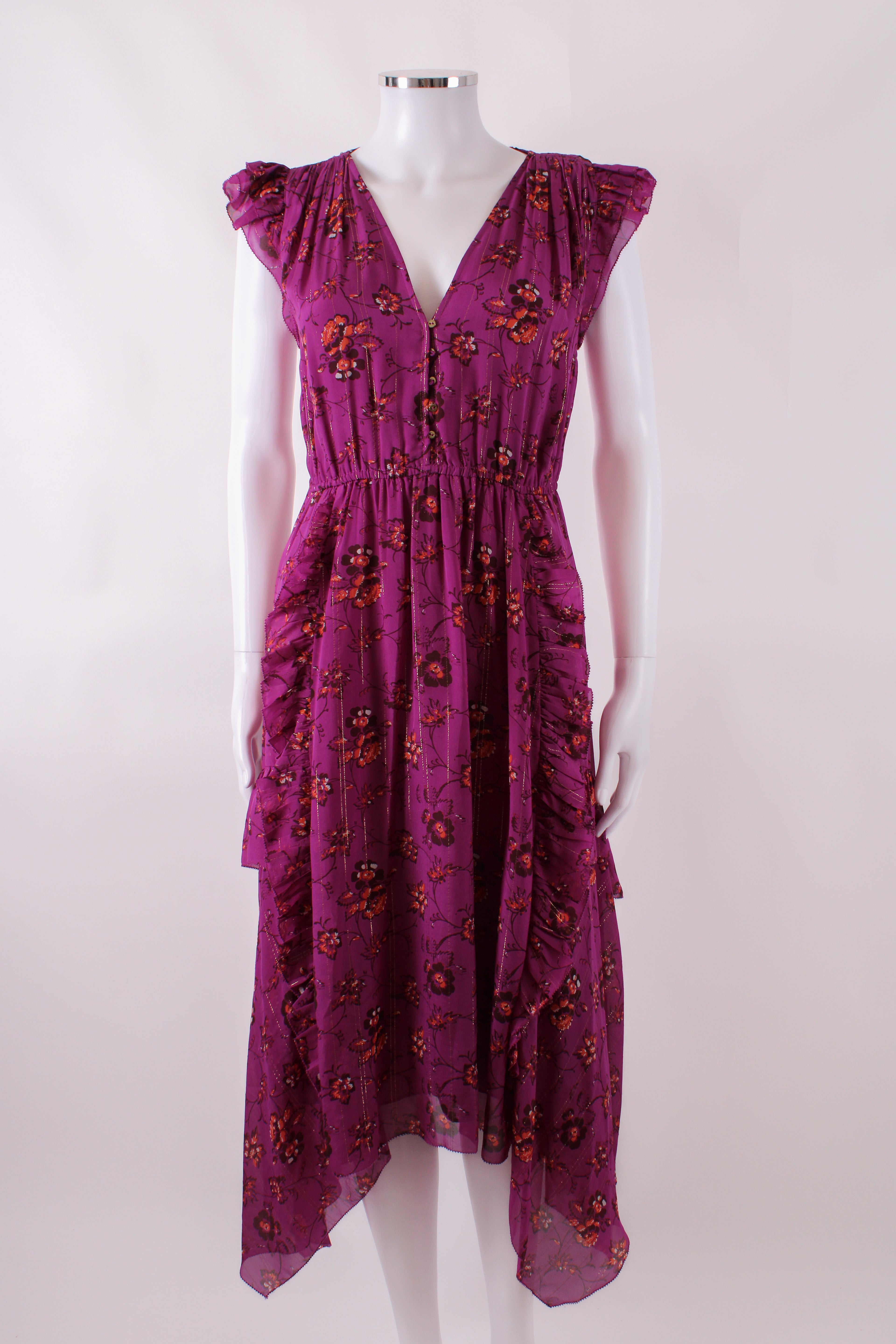Ulla Johnson S/S Floral Shimmer Dress Purple/ Orange 4