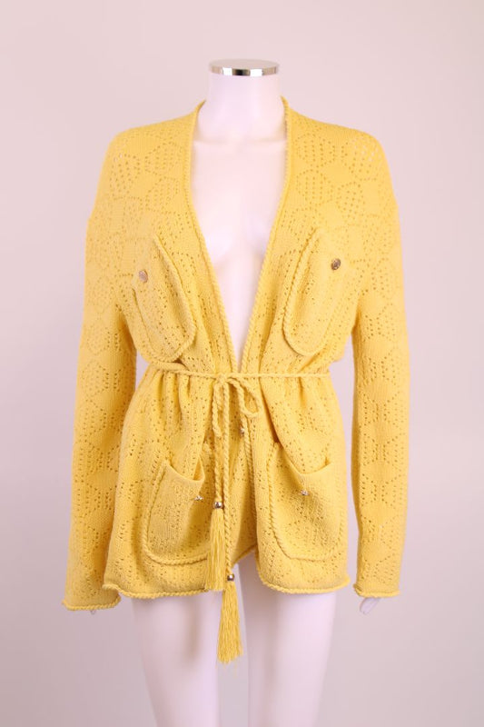 Maje Crochet Cardigan Yellow M