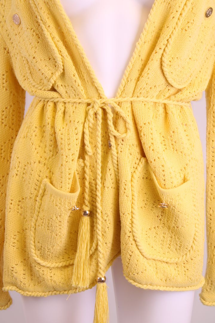 Maje Crochet Cardigan Yellow M