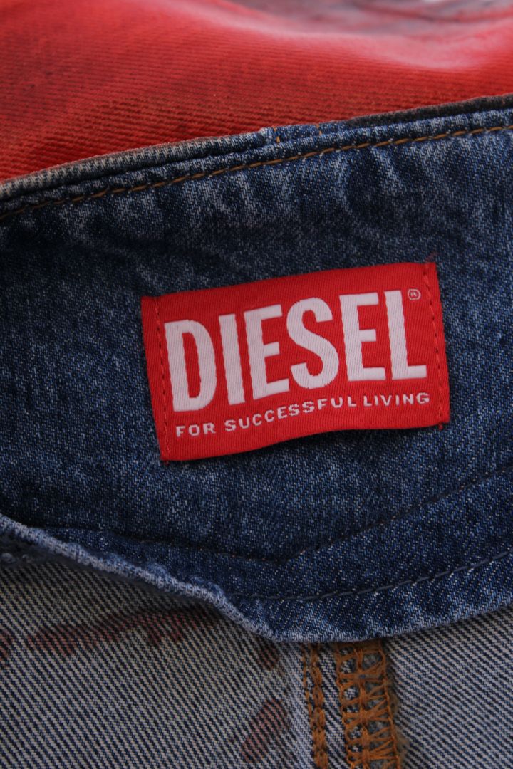 Diesel Coated Print Skirt Red/ Denim 28W