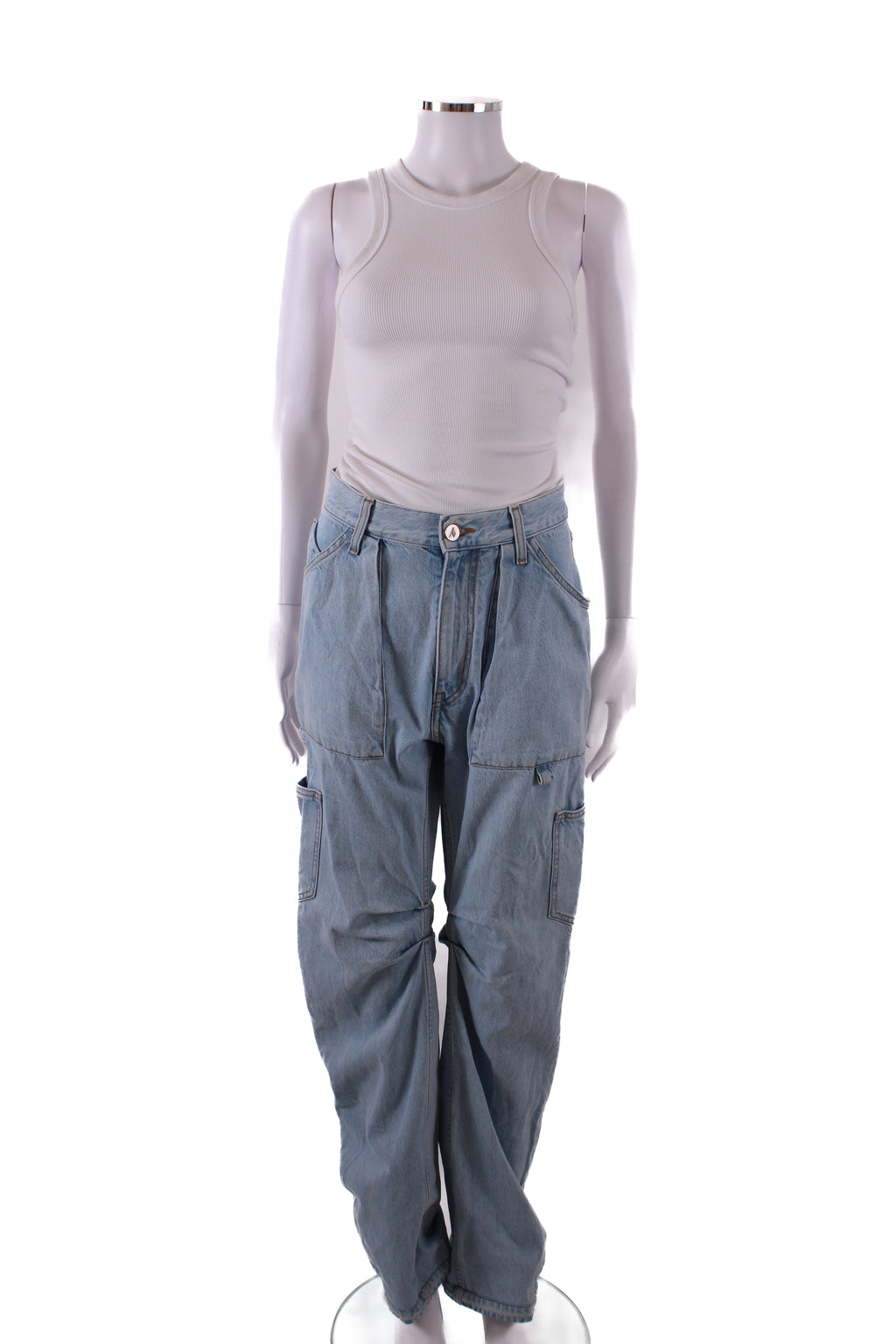 The Attico Light Wash Cargo Jeans Blue 25