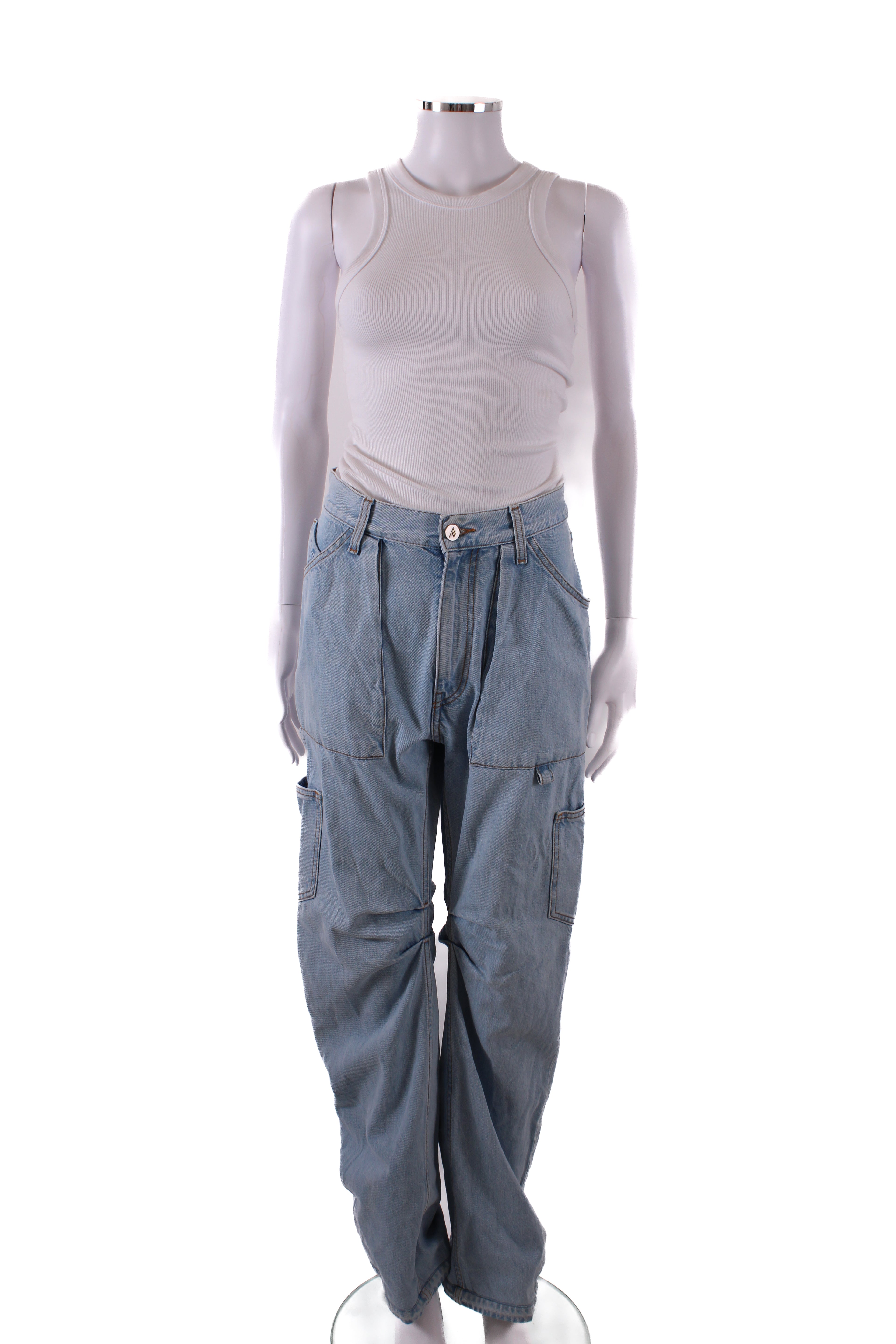 The Attico Light Wash Cargo Jeans Blue 25
