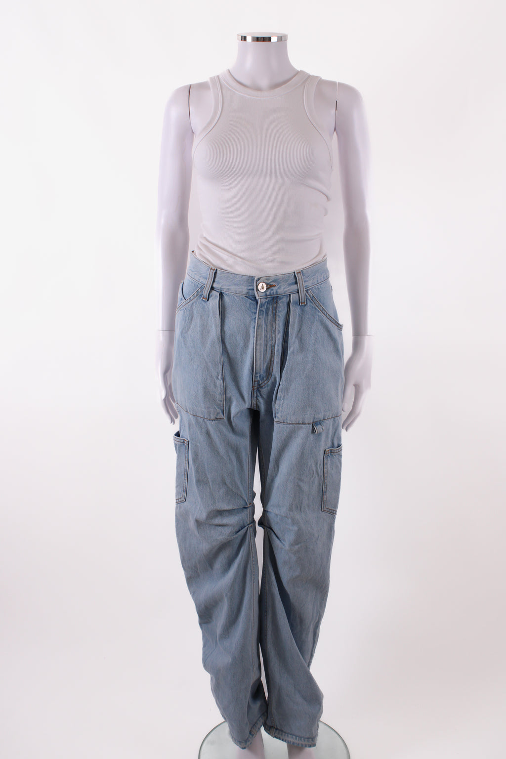 The Attico Light Wash Cargo Jeans Blue 25