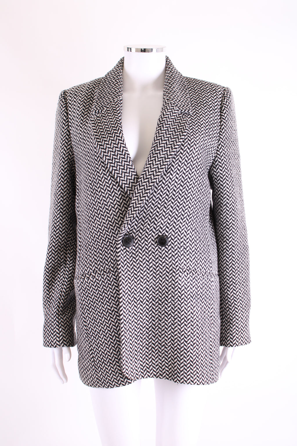 Anine Bing Chevron Blazer Black/ White 10