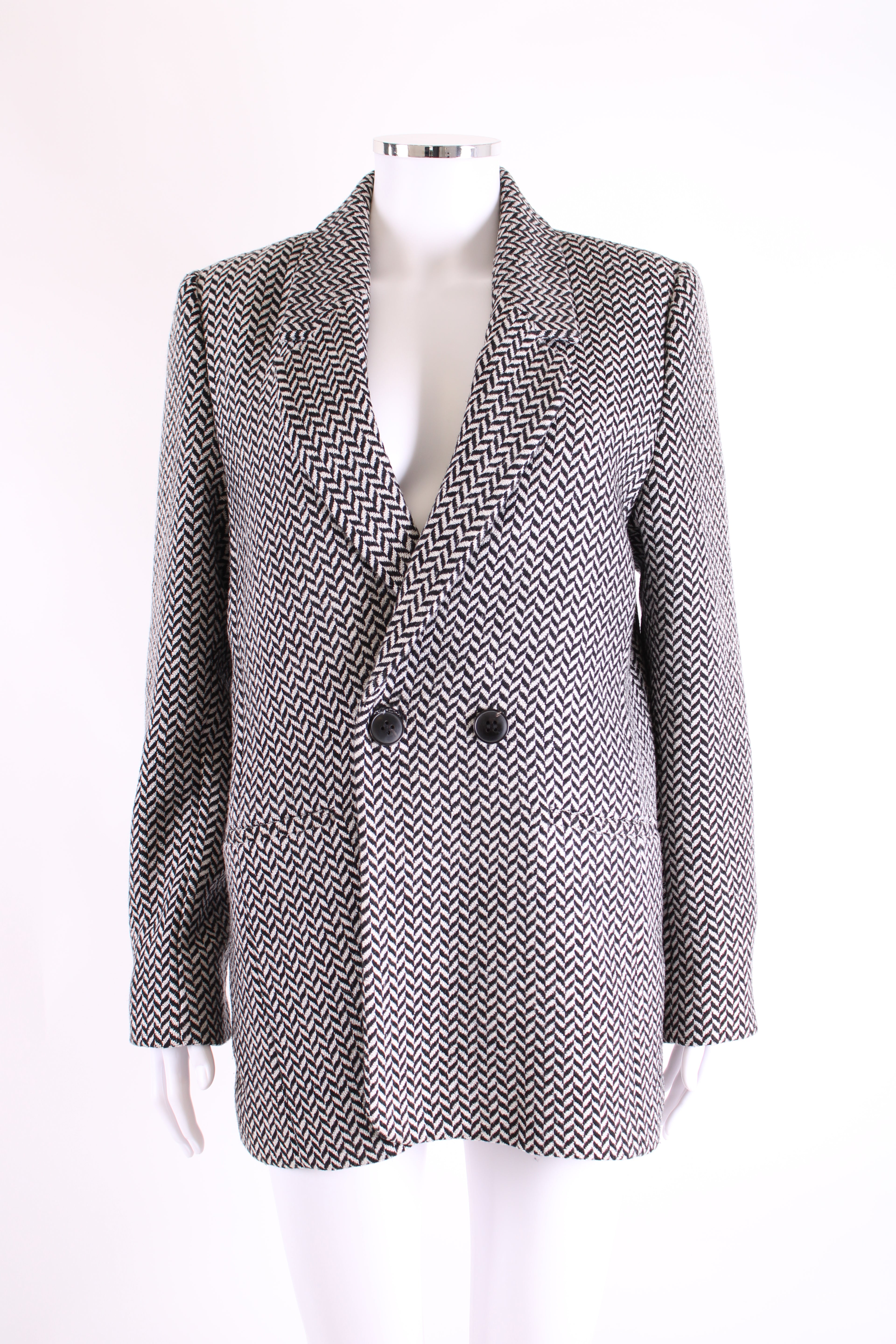 Anine Bing Chevron Blazer Black/ White 10