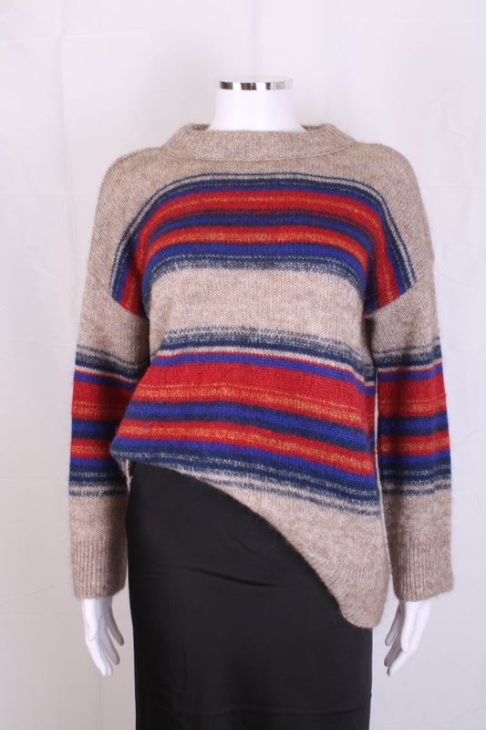 Toast L/S Stripe Jumper Beige/ Red S