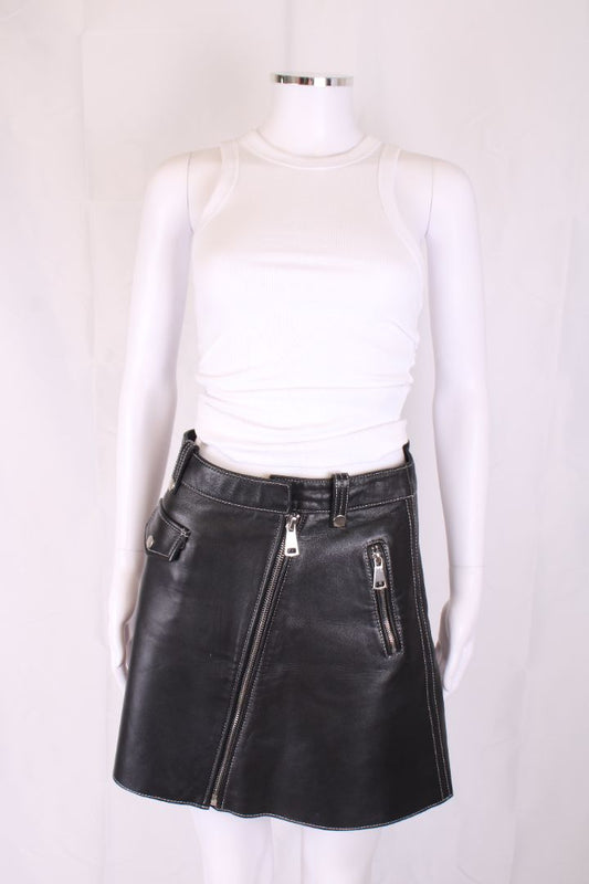 Maje Leather Mini Skirt Black 10