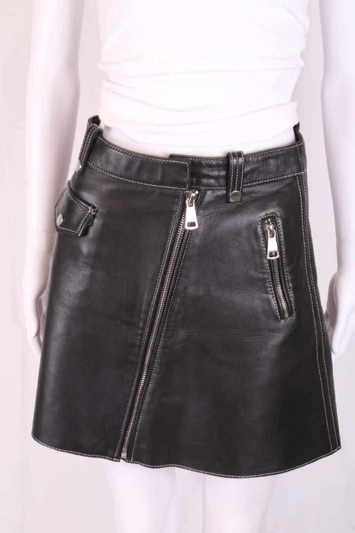 Maje Leather Mini Skirt Black 10