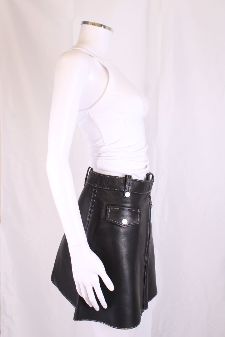 Maje Leather Mini Skirt Black 10