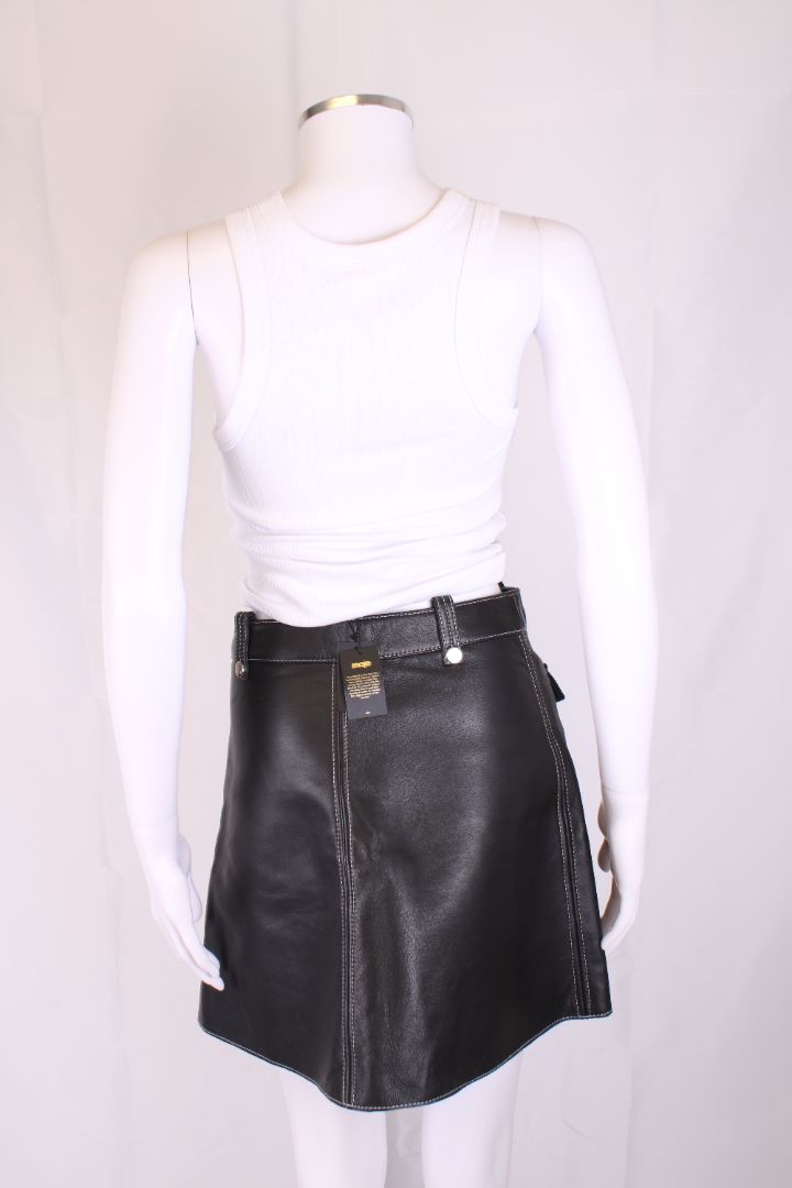 Maje Leather Mini Skirt Black 10