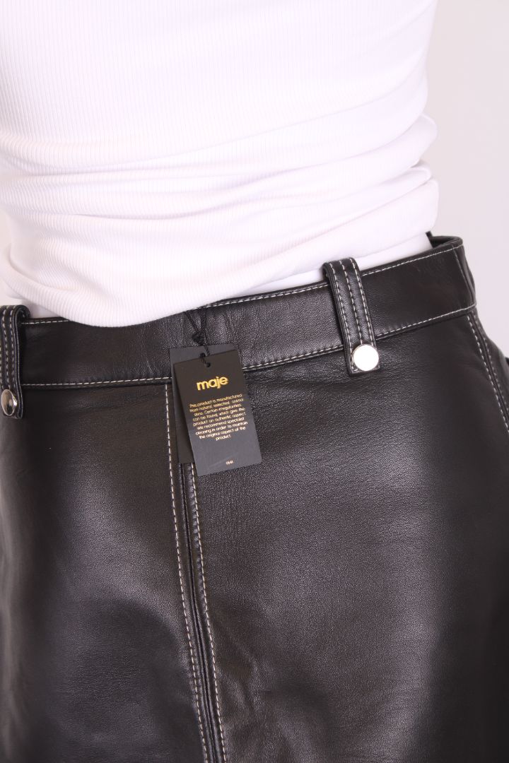 Maje Leather Mini Skirt Black 10
