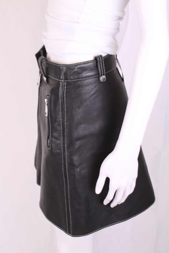 Maje Leather Mini Skirt Black 10
