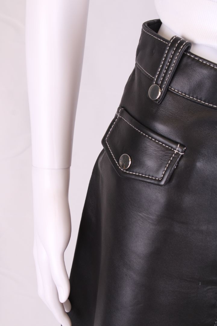 Maje Leather Mini Skirt Black 10