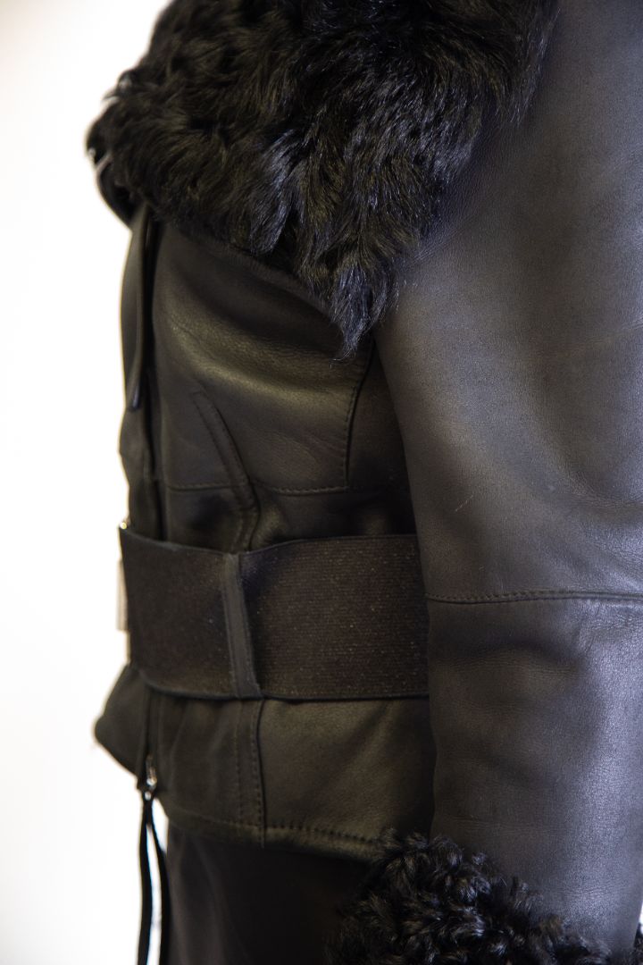 SportMax Shearling Biker Jacket Black 12