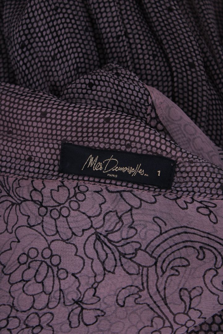 Mes Demoiselles See through print shirt dress lilac purple S