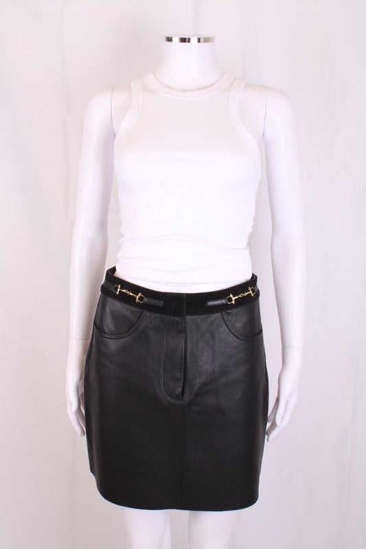 Maje Leather Skirt Black 10