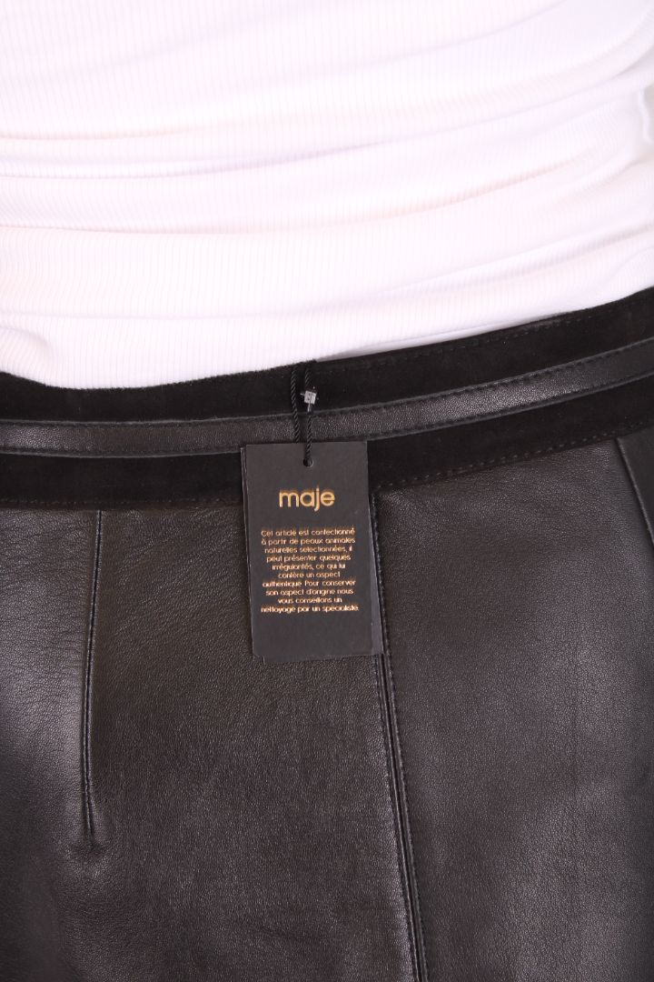 Maje Leather Skirt Black 10