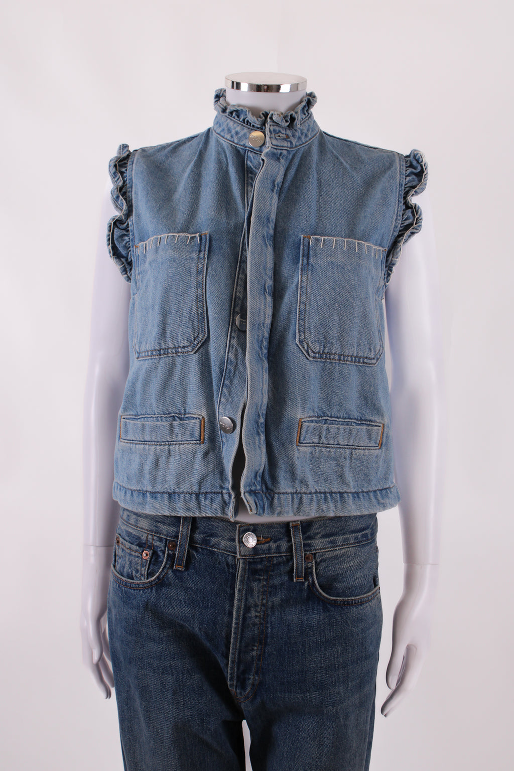 Seventy + Mochi S/S Ruffle Waist Coat Denim 8