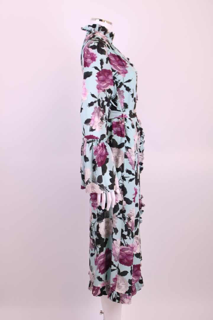 Erdem L/S Floral Dress Blue/ Plum 14