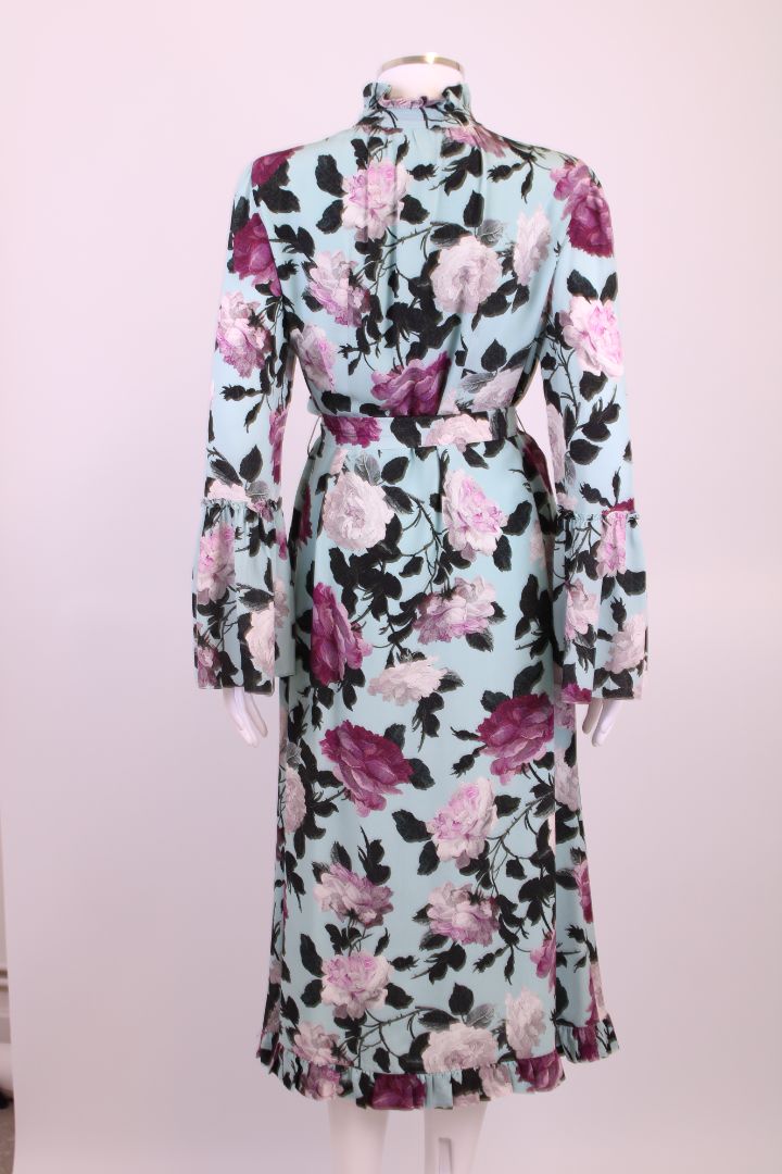 Erdem L/S Floral Dress Blue/ Plum 14