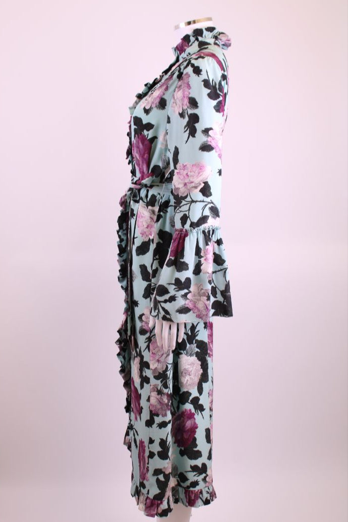 Erdem L/S Floral Dress Blue/ Plum 14