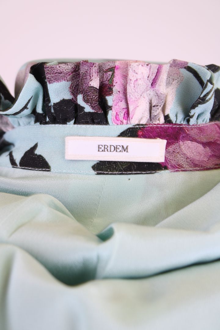 Erdem L/S Floral Dress Blue/ Plum 14