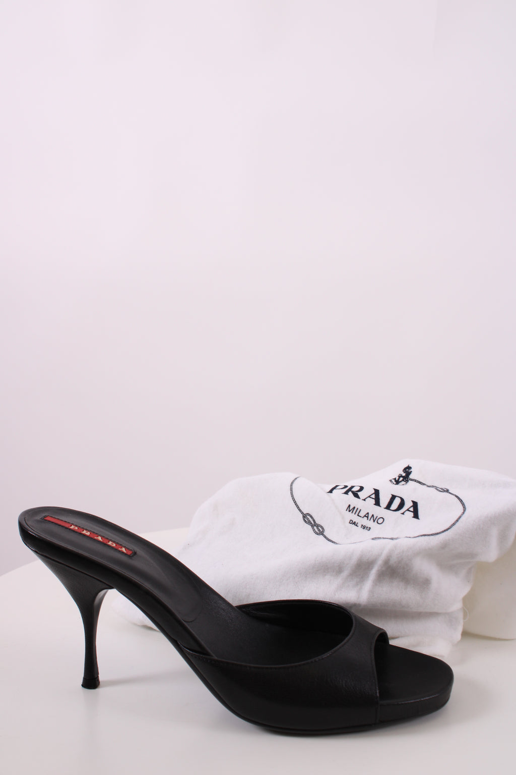 Prada 2000's Vintage Heeled Mule Black 37