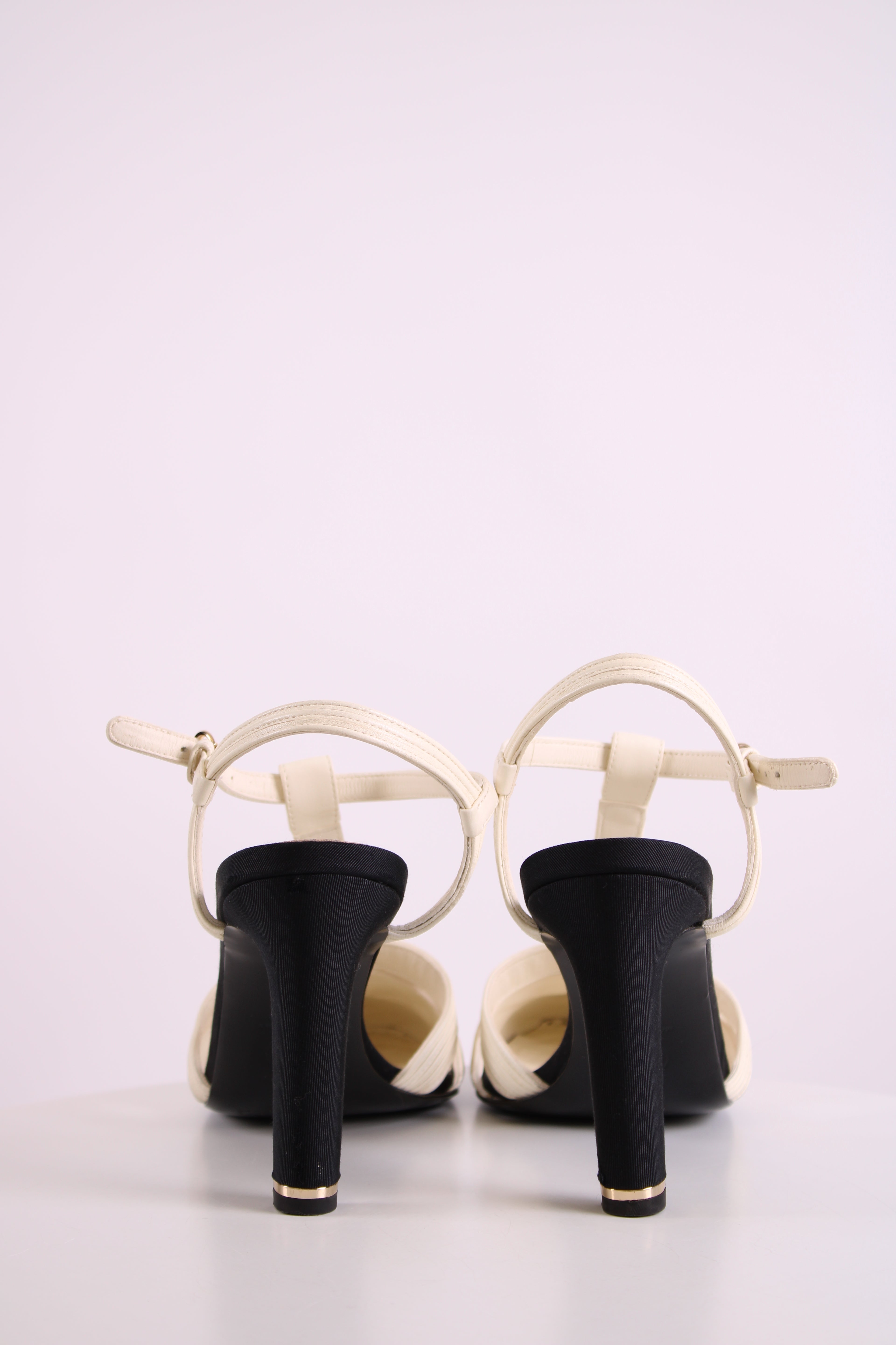 Chanel Pearl CC Heels Cream/ Black 40