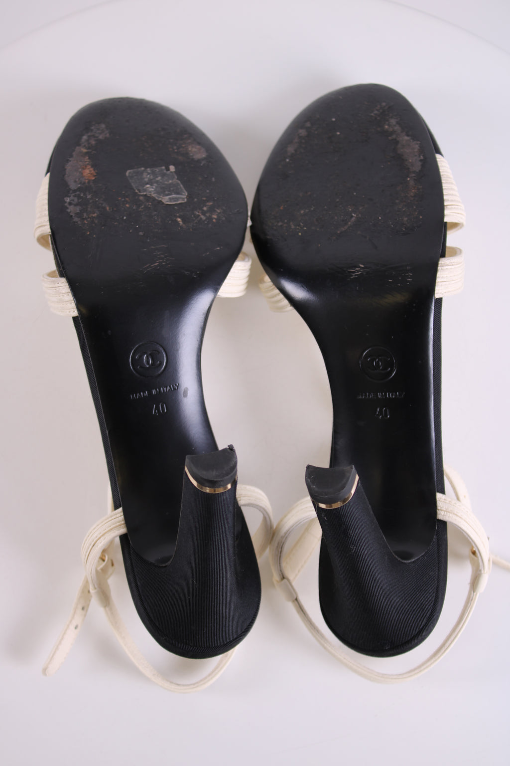 Chanel Pearl CC Heels Cream/ Black 40