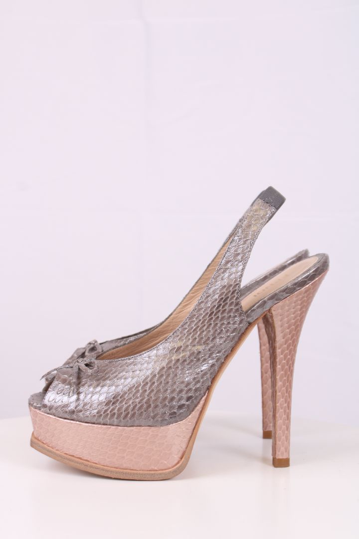 Fendi Snake Skin Heels Silver 39